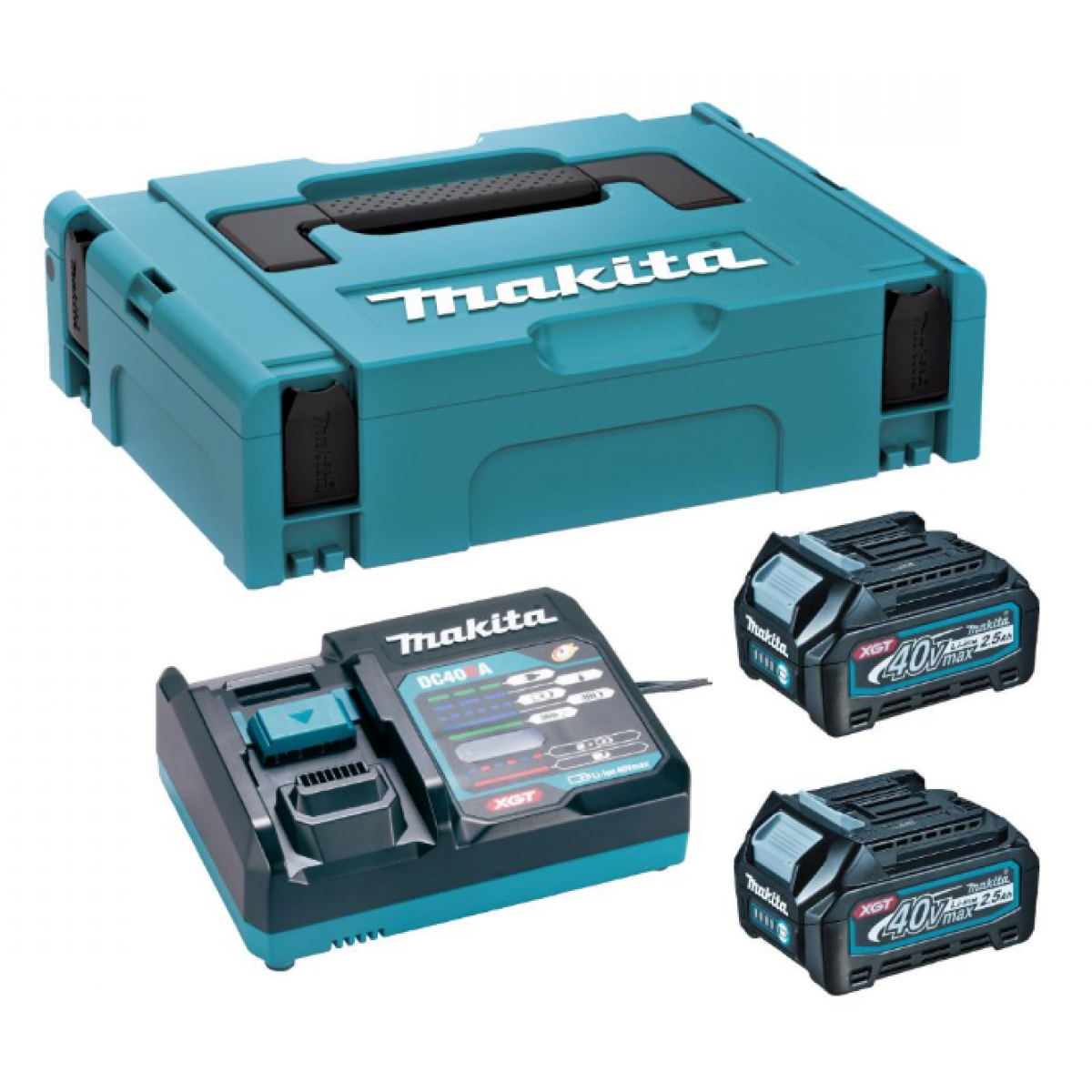 Makita 191J85-8 40V 2.5Ah電池充電套裝 (2粒電池/充電器/連結箱)